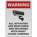 Monitored By Night Vision Camera Sign